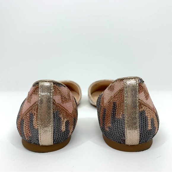 INC Crescent Sequin Boho Southwestern Cutout Closed Toe Flats Rose Gold Gray - Picture 3 of 13